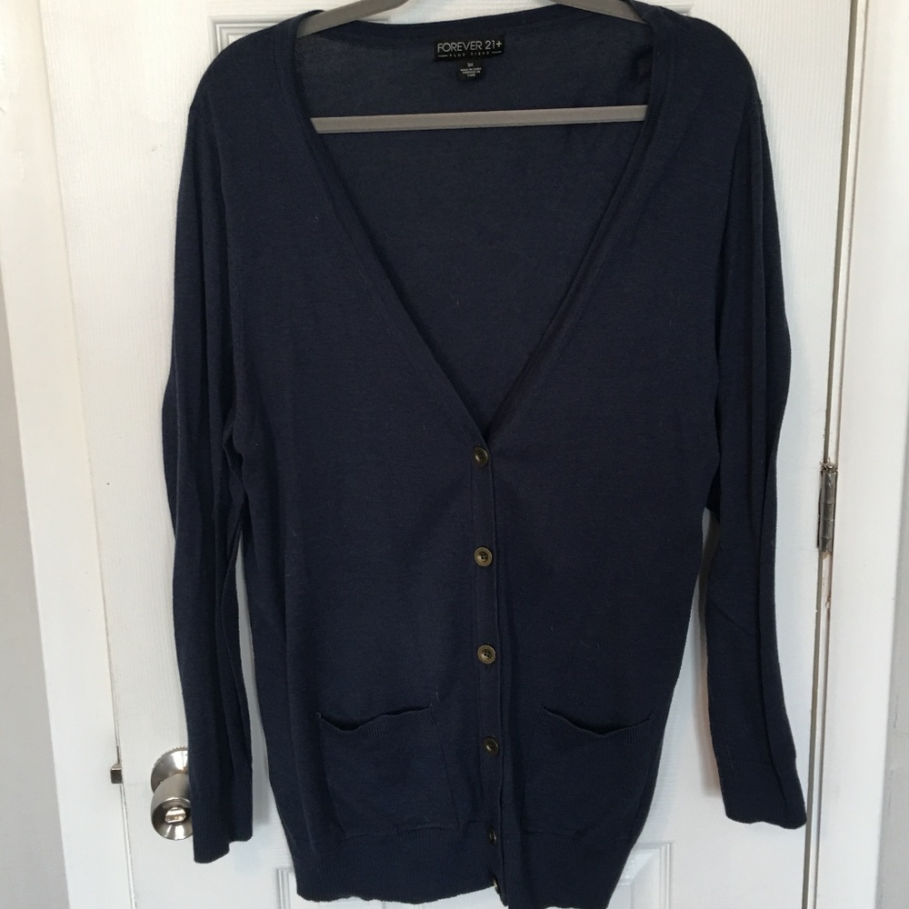 Forever 21 Blue Button-Down Cardigan | 3X